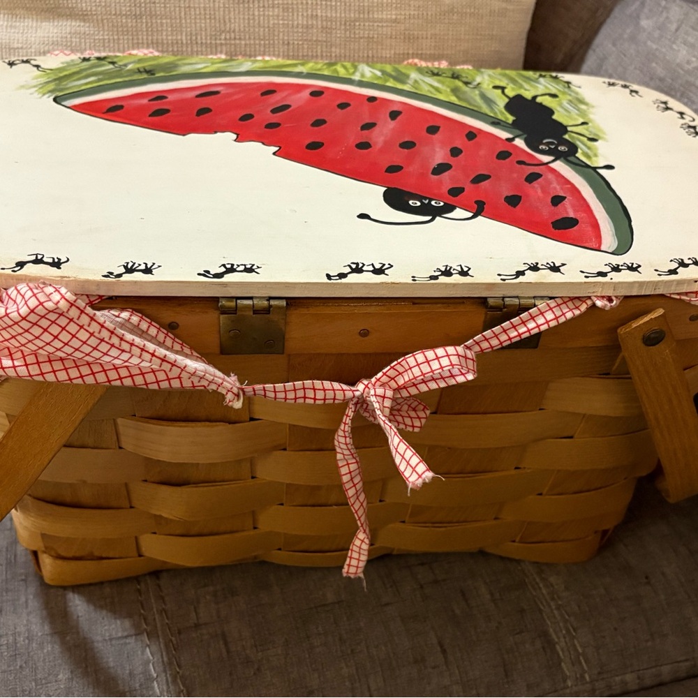 Vintage Basketville Charming Watermelon Picnic Basket